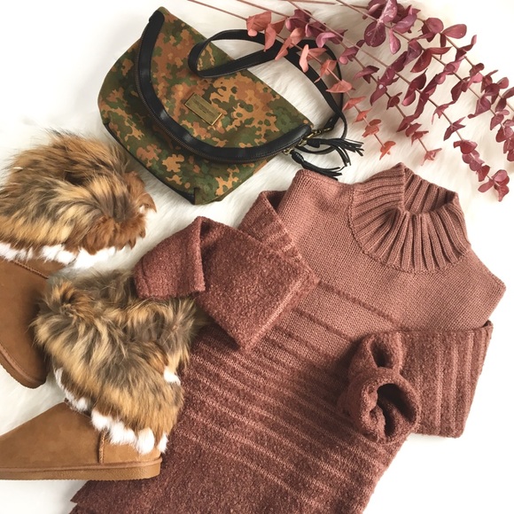 Calvin Klein Sweaters - Calvin Klein | mocha striped wool blend sweater